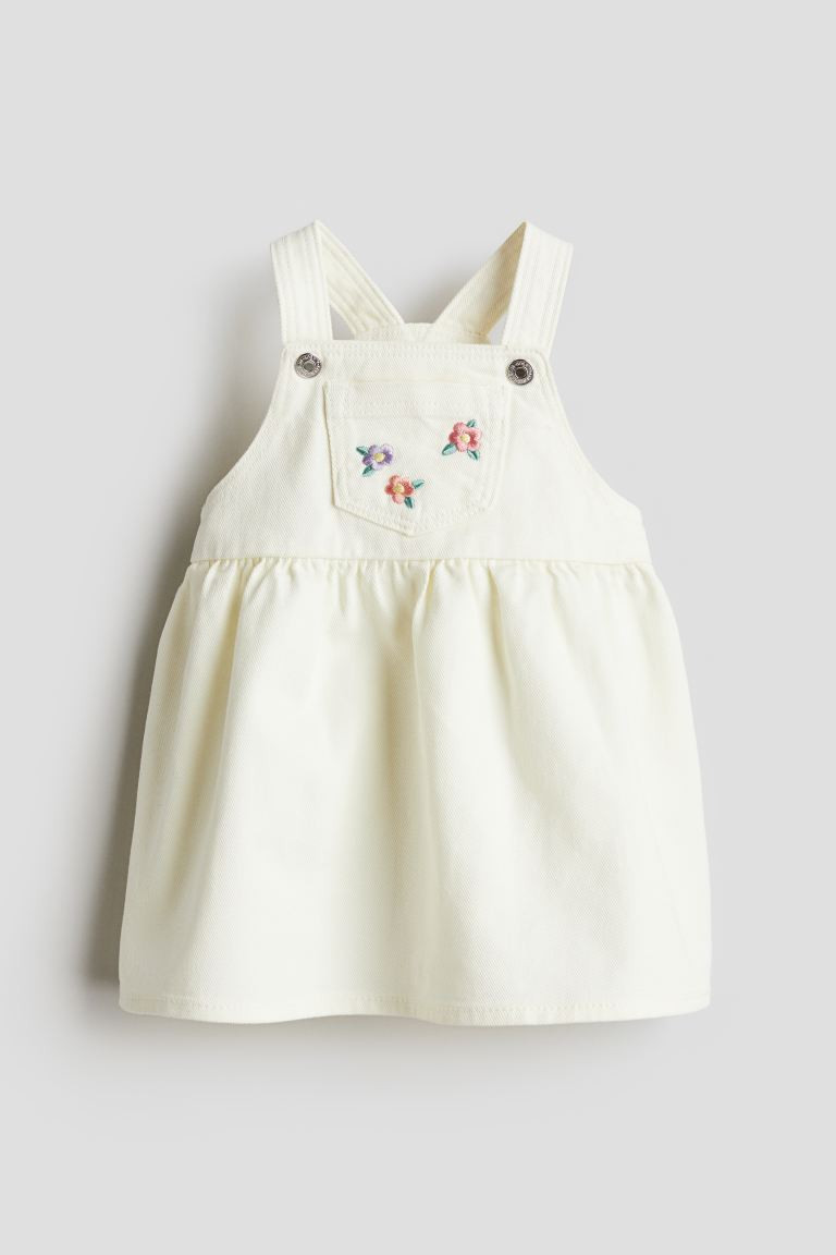 Overall Dress - Square Neckline - Sleeveless - Cream/flowers - Kids | H&M US | H&M (US + CA)