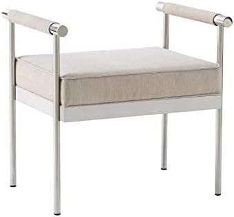 TOV Furniture Diva Mid Century Modern Velvet Upholstered Bench, 25.2", Cream | Amazon (US)