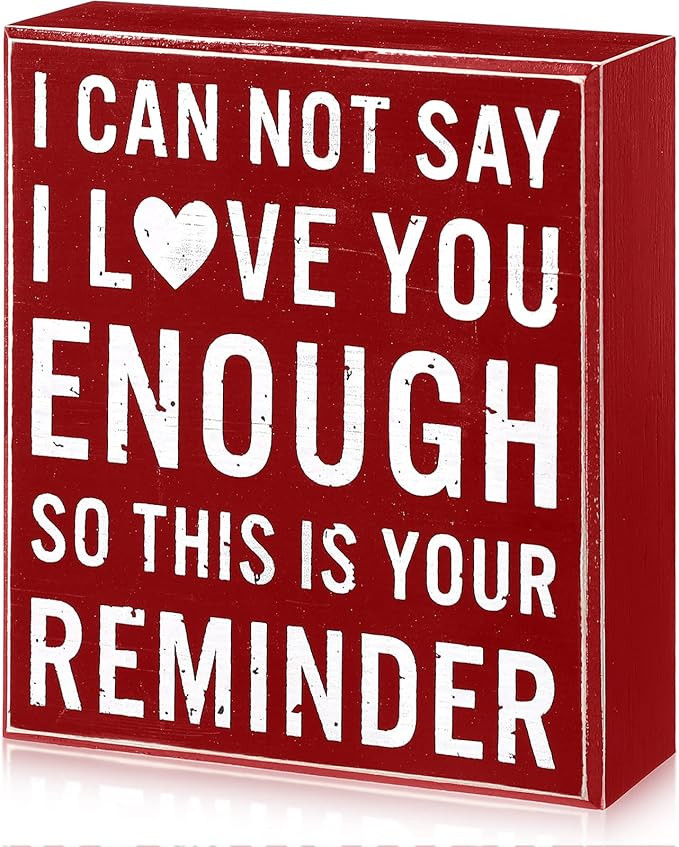 Jetec Valentine Day Love Box Sign 5 x 6 x 1.77 Inch Love Decor Wood Love You Sign Block Centerpie... | Amazon (US)