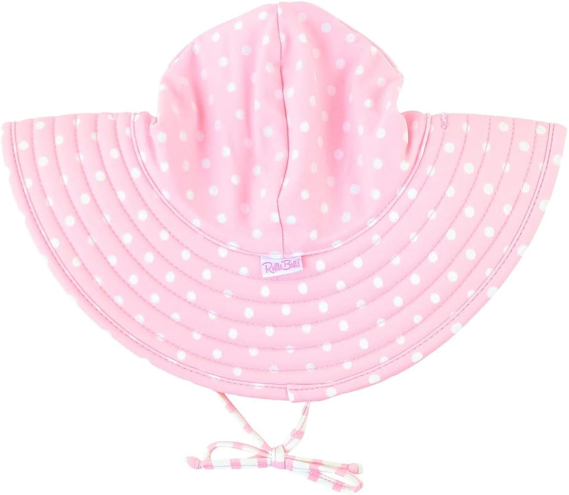 RuffleButts® Baby/Toddler Girls UPF 50+ Sun Protective Wide Brim Swimwear Sun Hat | Amazon (US)