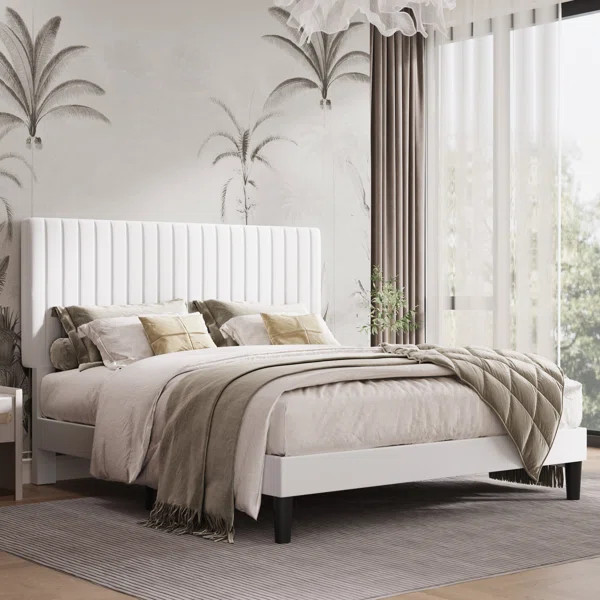 Dunphy Upholstered Platform Bed with Adjustable Headboard | Wayfair North America