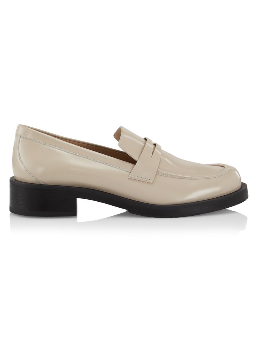 Palmer 40MM Brushed Leather Stacked Heel Loafers | Saks Fifth Avenue