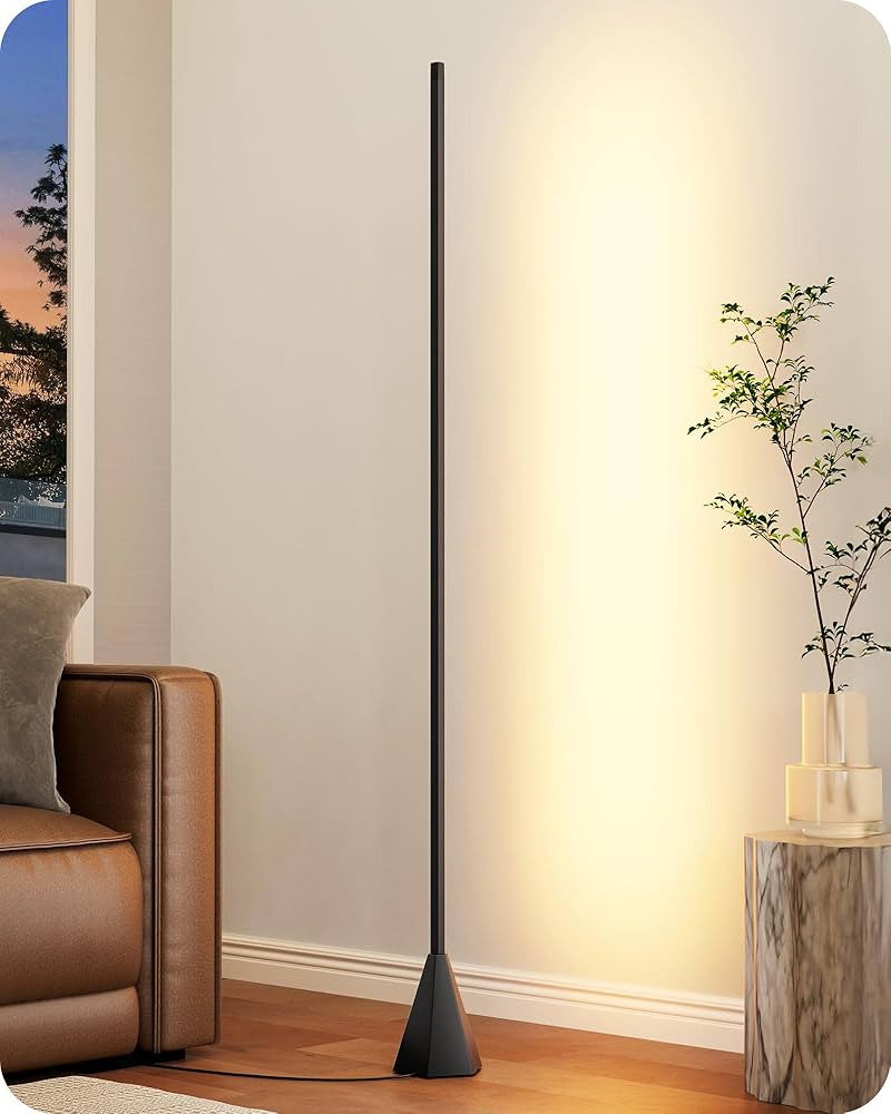 EDISHINE LED Corner Floor Lamp Black | Amazon (US)