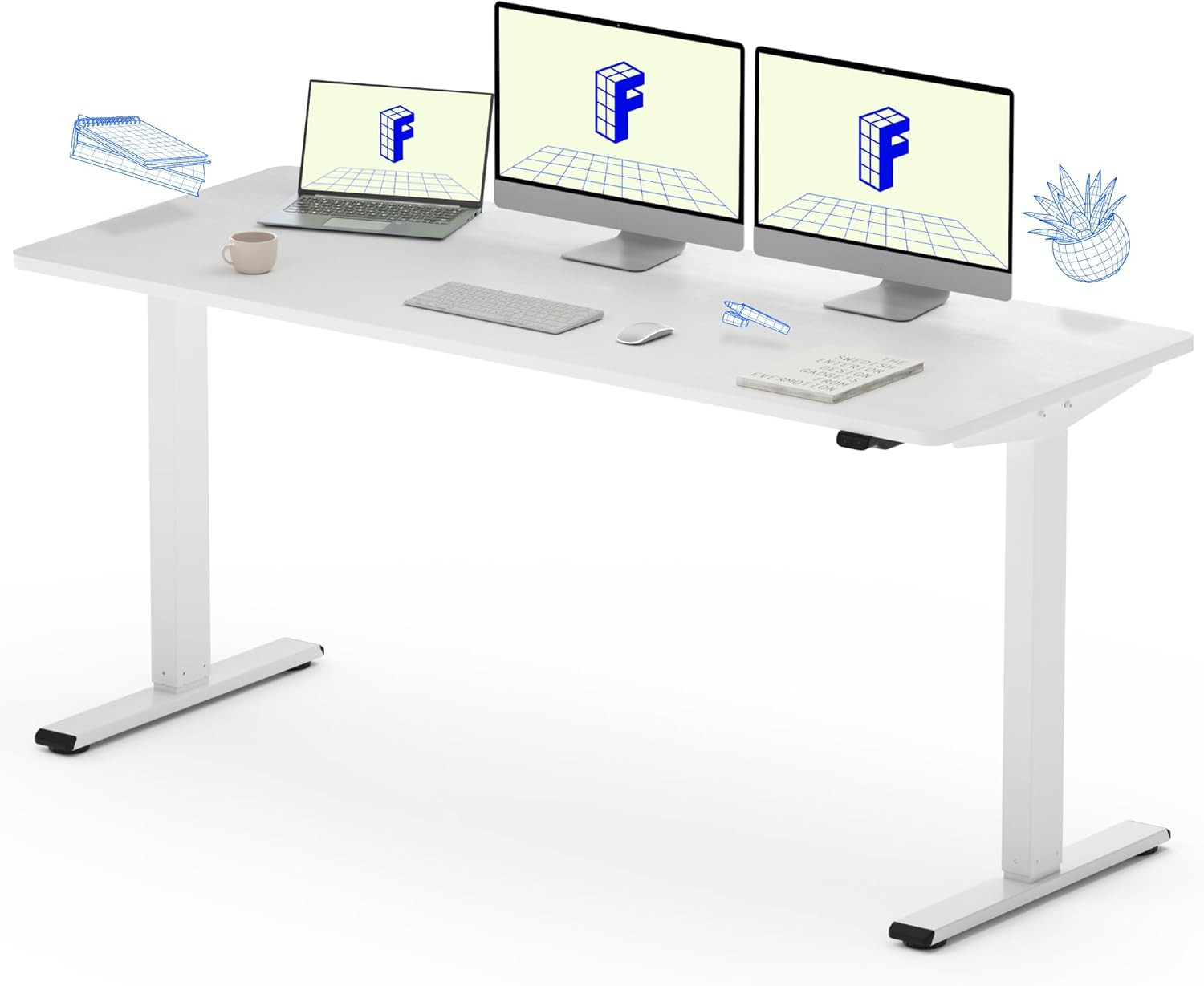 FLEXISPOT EC1 60" Large Height Adjustable Standing Desk, Electric Sit Stand Desk Home Office Tabl... | Amazon (US)