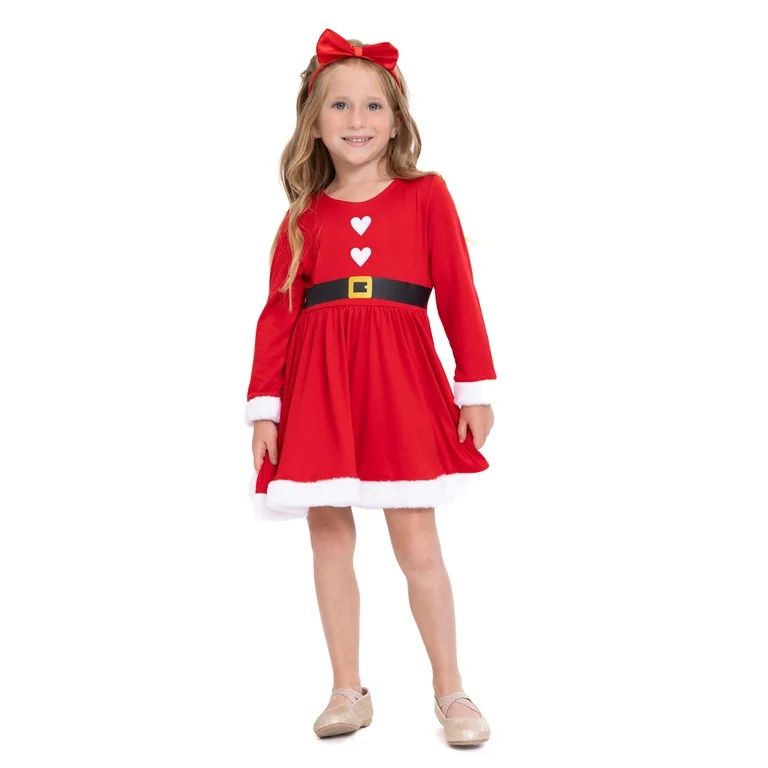 Holiday Baby and Toddler Girls' Santa Dress with Hat, 2-Piece, Sizes 12M-5T | Walmart (US)
