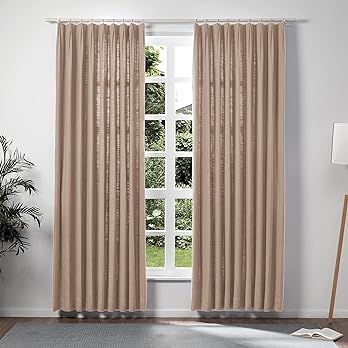 TWOPAGES Rust Brown Linen Pinch Pleat Drape for Dining Room, Room Darkening Light Filtering Doubl... | Amazon (US)