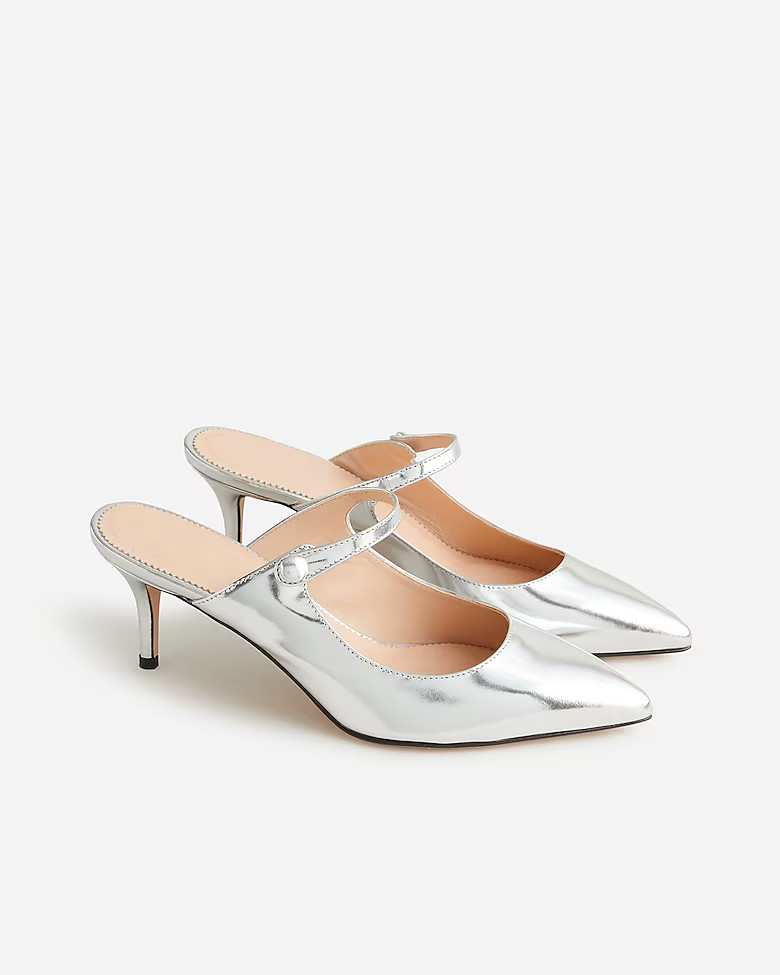 Colette mule heels in Italian specchio leather | J. Crew US
