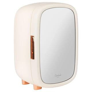 Beauty 0.42 cu. ft. Retro Mini Fridge in White Mirror without Freezer | The Home Depot