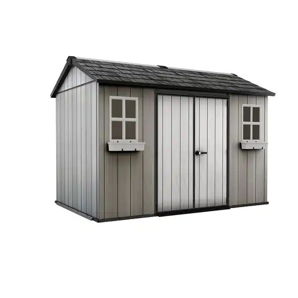 Keter Oakland 11x 7.5 ft. Resin Outdoor Storage Shed With Floor for Patio Furniture and Tools, Gr... | Bed Bath & Beyond
