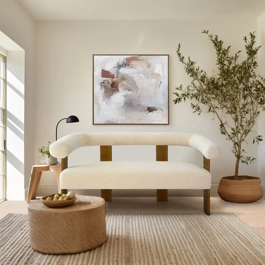 Maye 54" Modern Beige Upholstered Loveseat Sofa | Pop Maison