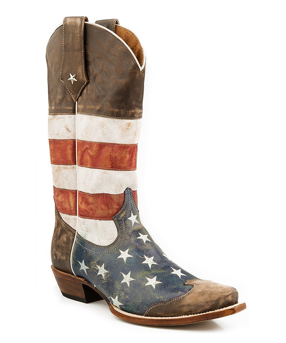 Roper Men's Western Boots - Brown Flag Leather Cowboy Boot - Men | Zulily