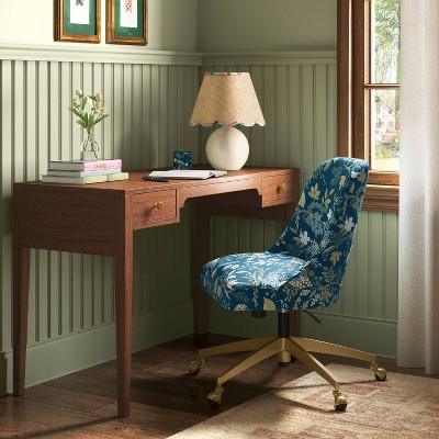 Rifle Paper Co. x Target Round Table Lamp - Natural Shade with Garden Party Trim: Ceramic Accent, 60W, ETL Listed | Target