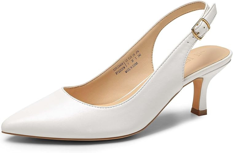 DREAM PAIRS Women's Kitten Heel Slingback Pointed Closed Toe Low Stiletto Heels Dress Bridal Eleg... | Amazon (US)