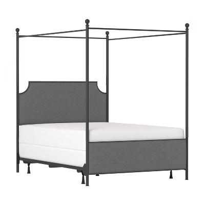 Mcarthur Metal and Upholstered Canopy Bed Matte Black/Gray Fabric - Hillsdale Furniture | Target