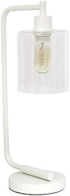 Simple Designs LD1036-WHT Bronson Antique Style Industrial Iron Lantern Glass Shade Desk Lamp, Wh... | Amazon (US)