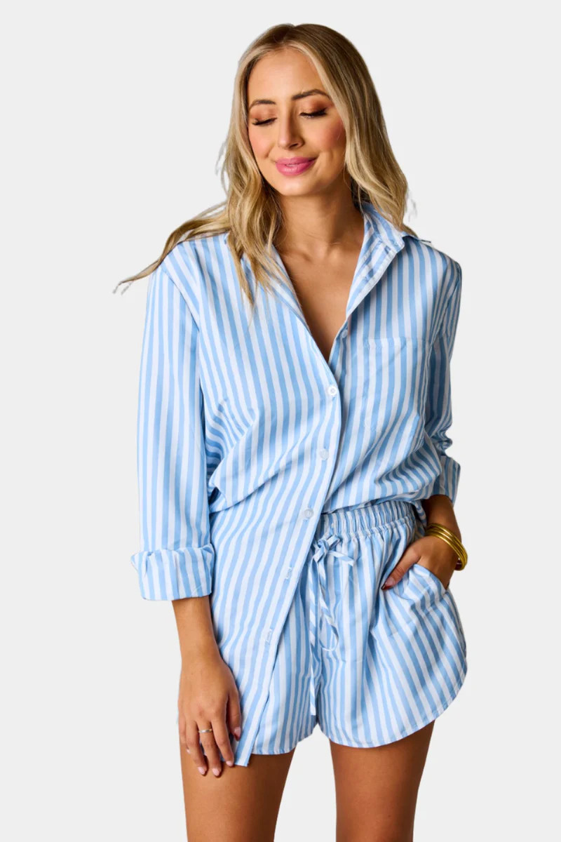 Ellen Outfit Set - Blue Stripe | BuddyLove