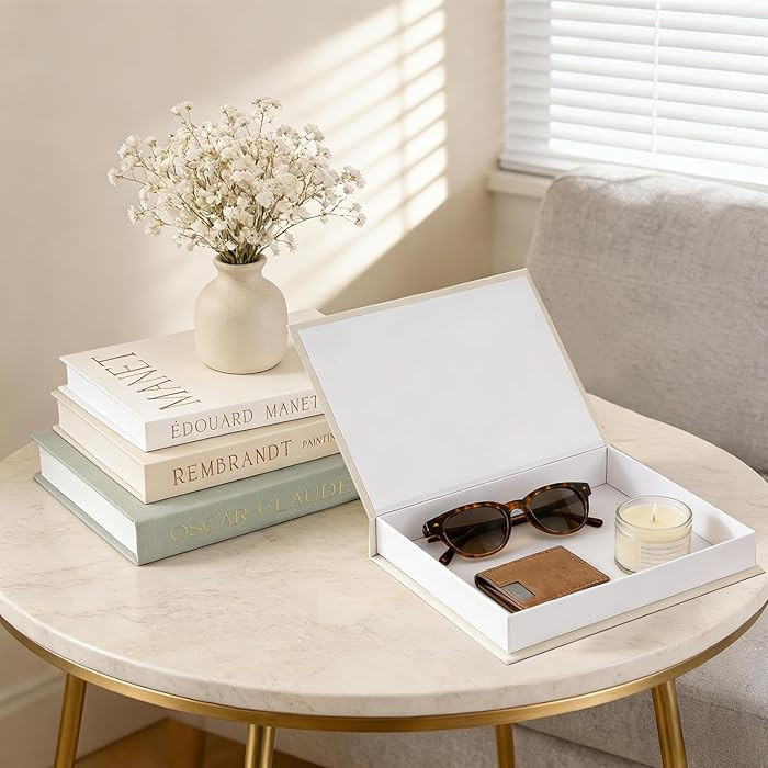 Decorative Faux Books for Home Decor - Set of 3 Aesthetic Linen hollow Fake Faux Decor Books for ... | Amazon (US)
