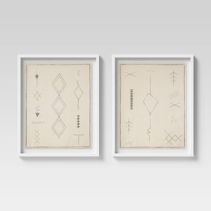 (Set of 2) 24" x 30" Moroccan Fabric with Frayed Edge Framed Wall Art - Threshold™ | Target