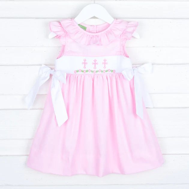 Pink Cross and Vine Smocked Beverly Dress | Classic Whimsy
