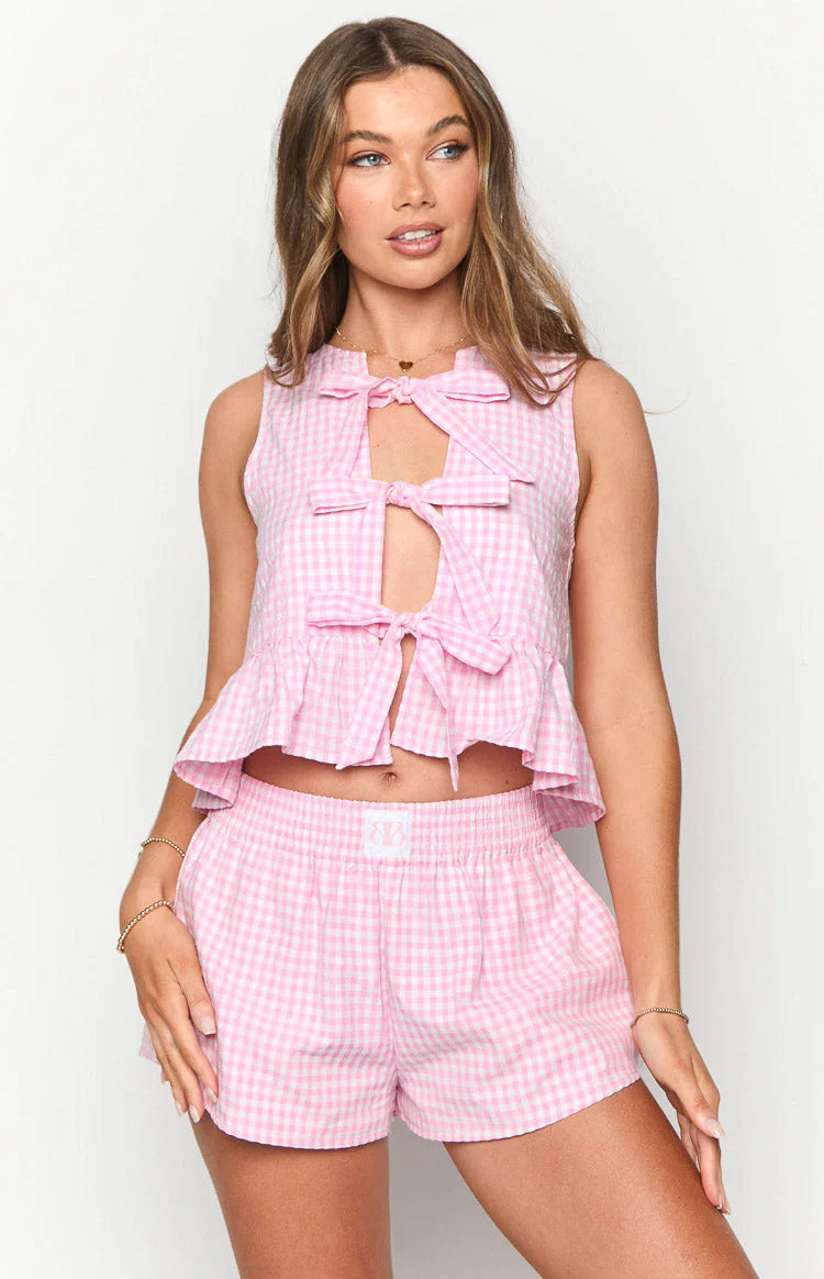Baxter Pink Gingham Top | Beginning Boutique (US)