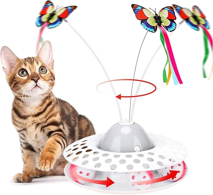 Interactive Cat Toys - Automatic Electric Rotating Butterfly & Ball Exercise Kitten Toy,Funny Cat... | Amazon (US)