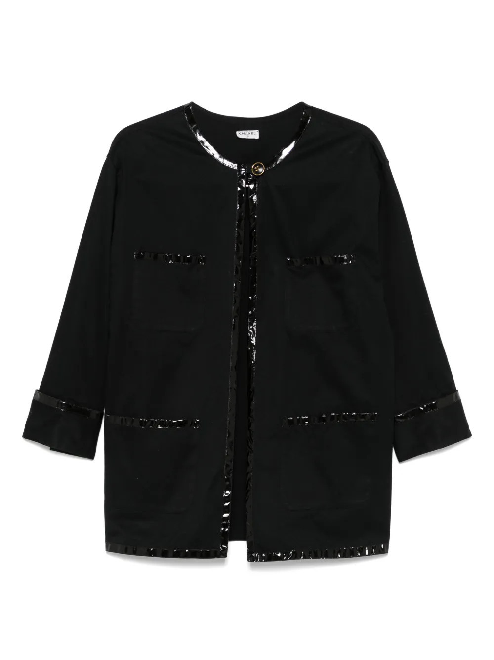 CHANEL Pre-Owned 2000s twill jacket - Black | Farfetch Global