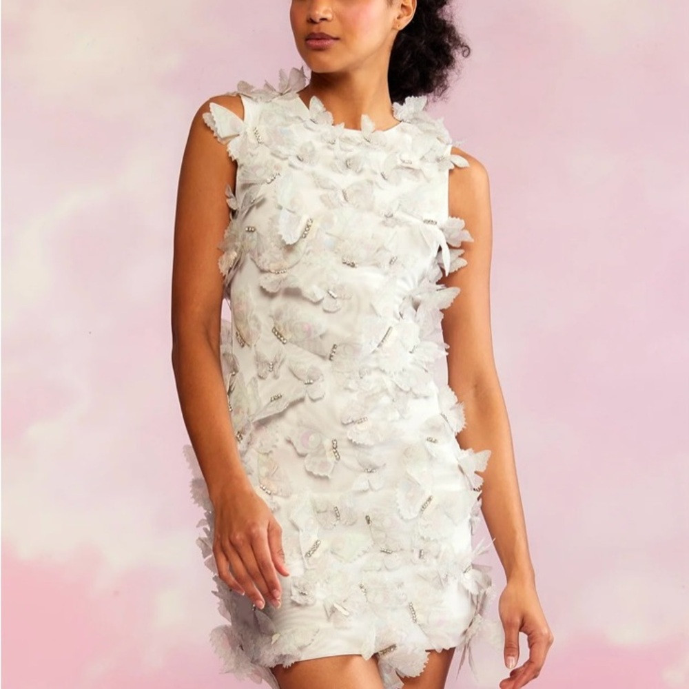 Cynthia Rowley White Butterfly Embellished Minidress, Size 4, NWT | Poshmark
