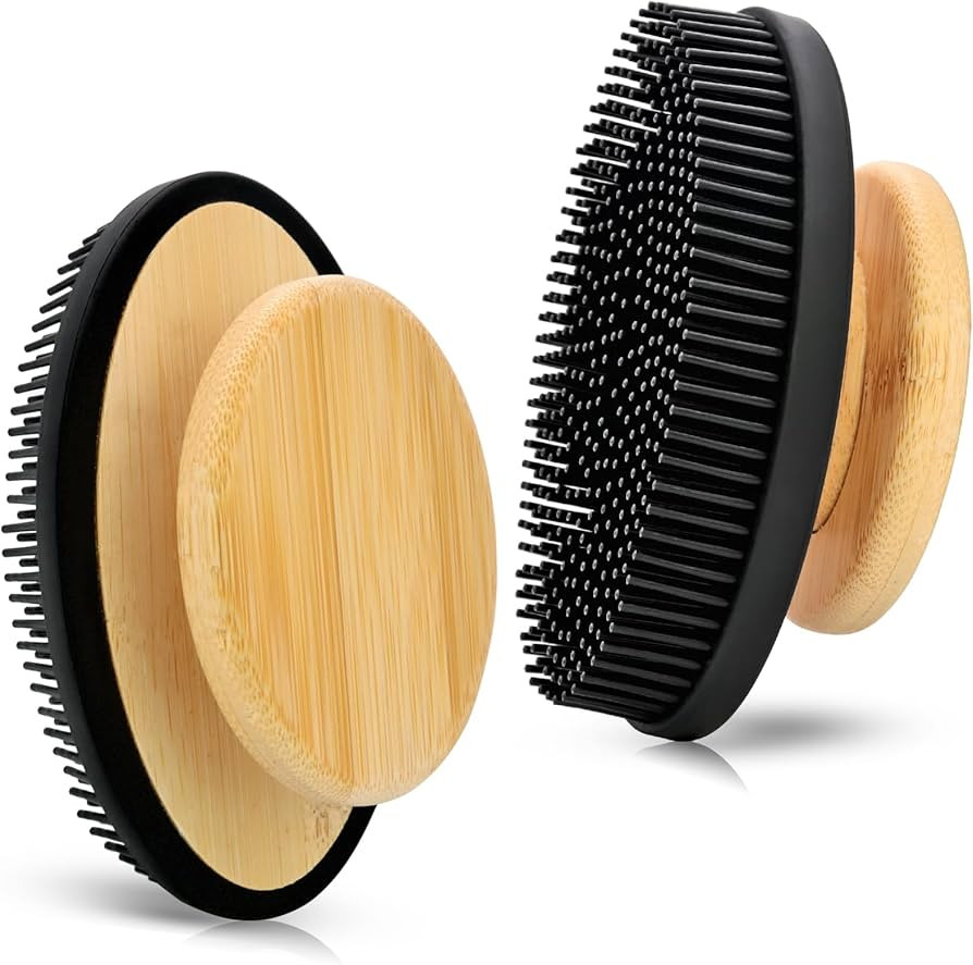 Ozner Soft Silicone Body Scrubber Shower Brush, Gentle Exfoliation, Non-Slip Bamboo Handle Silico... | Amazon (US)