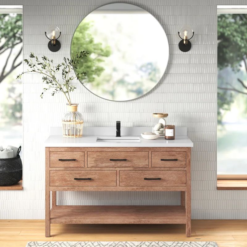 Arine 55'' Free Standing Single Bathroom Vanity with Quartz Top | Wayfair North America