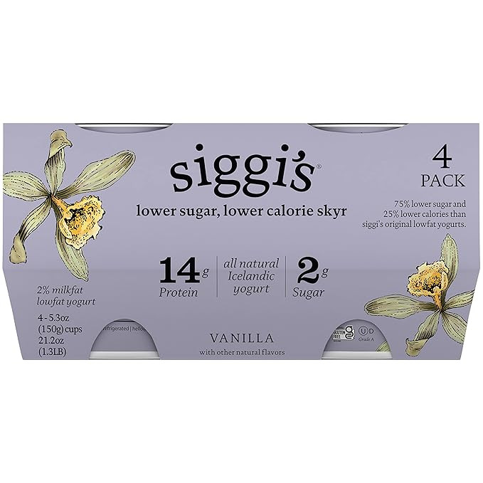 Siggi's Icelandic Low Fat Skyr Yogurt Vanilla 2% Milkfat - 4 pk | Amazon (US)
