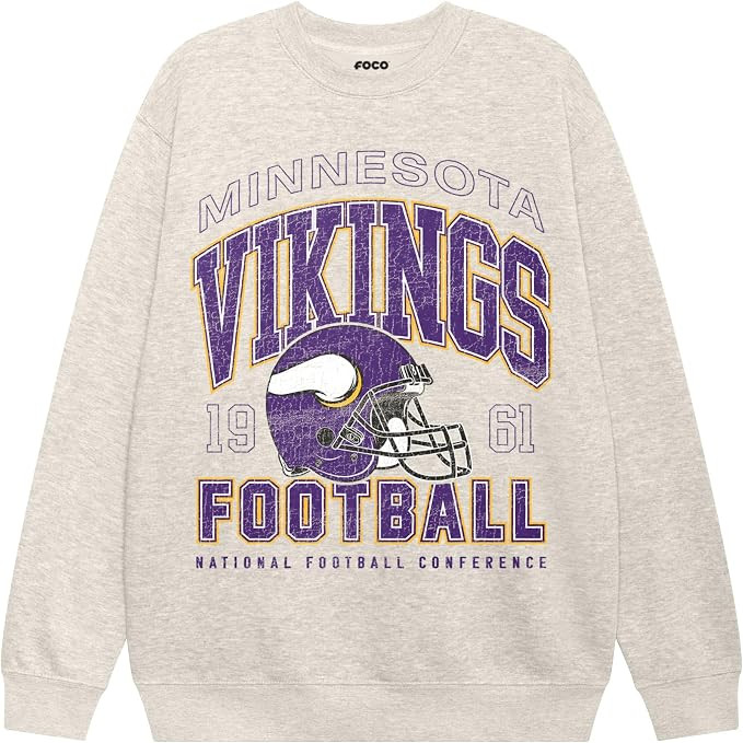 FOCO Unisex Adult NFL Varsity Team Logo Crew Neck Sweatshirt | Amazon (US)