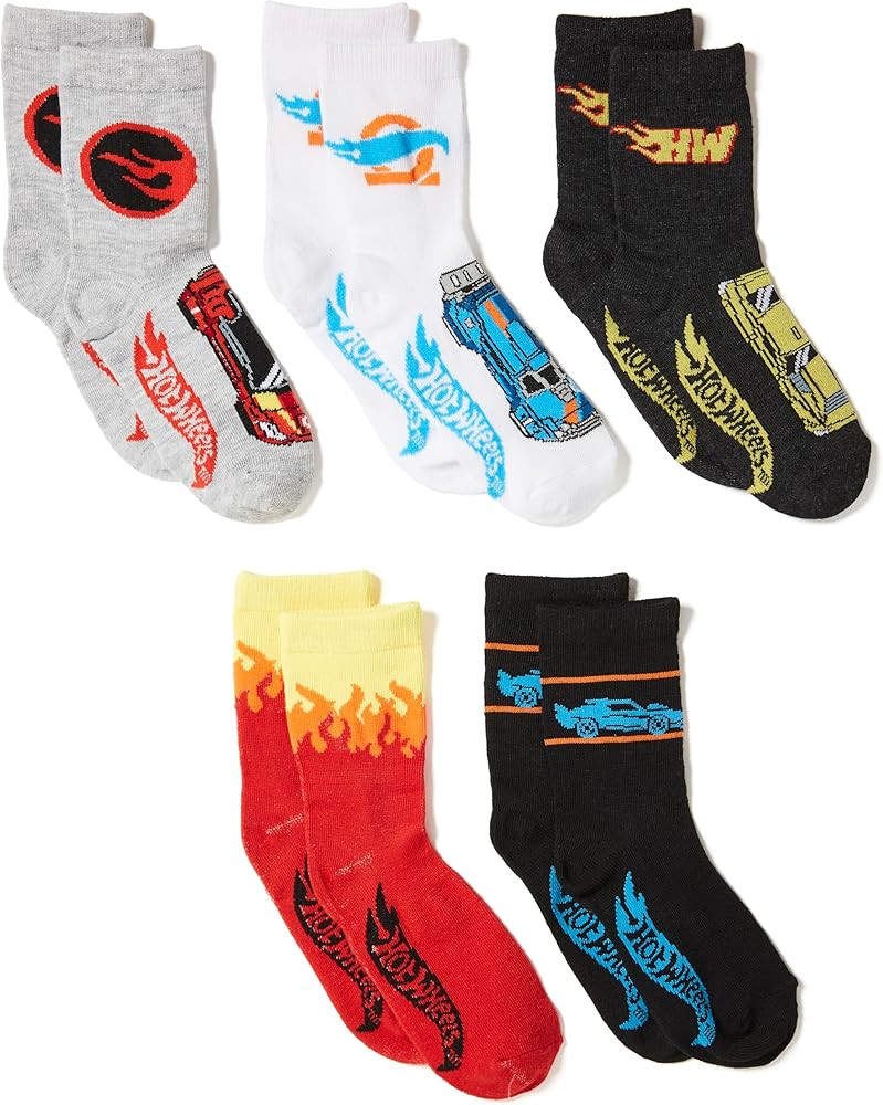 Hot Wheels boys Race Car 5 Pack Crew Socks | Amazon (US)