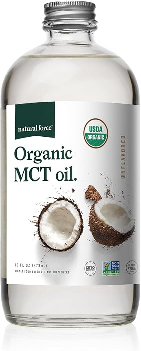Natural Force Organic MCT Oil \u2013 Pure Glass Bottle \u2013 Made from 100% Virgin Coconut Oil +... | Amazon (US)