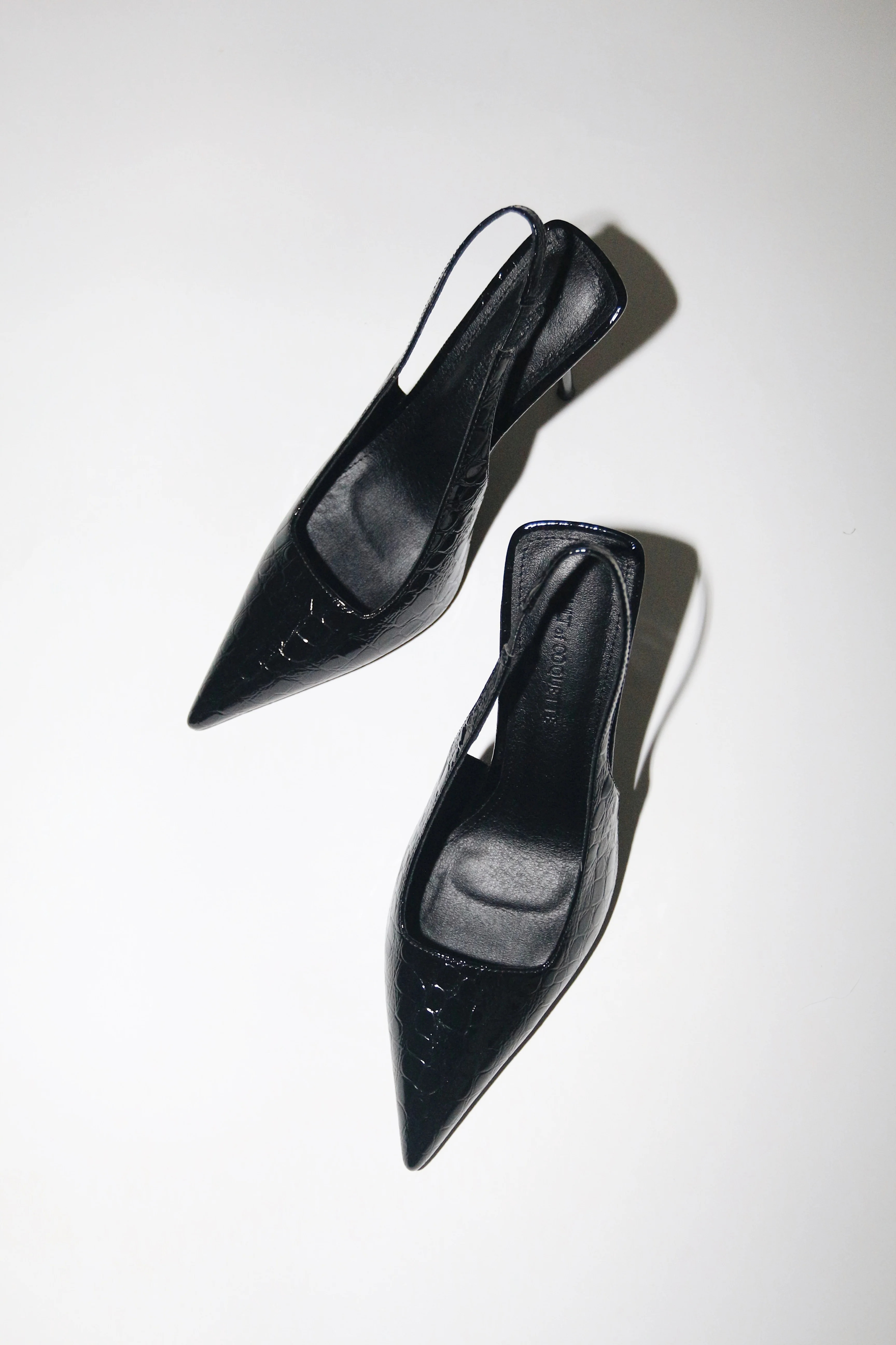 Elsa Slingback Pump Black Croc Patent 100 mm | CULT OF COQUETTE