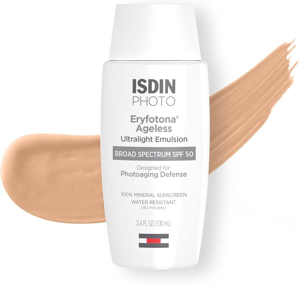 ISDIN Eryfotona Ageless Sunscreen Zinc Oxide and 100% Mineral Tinted Sunscreen SPF 50+, 3.4 Fl Oz | Amazon (US)