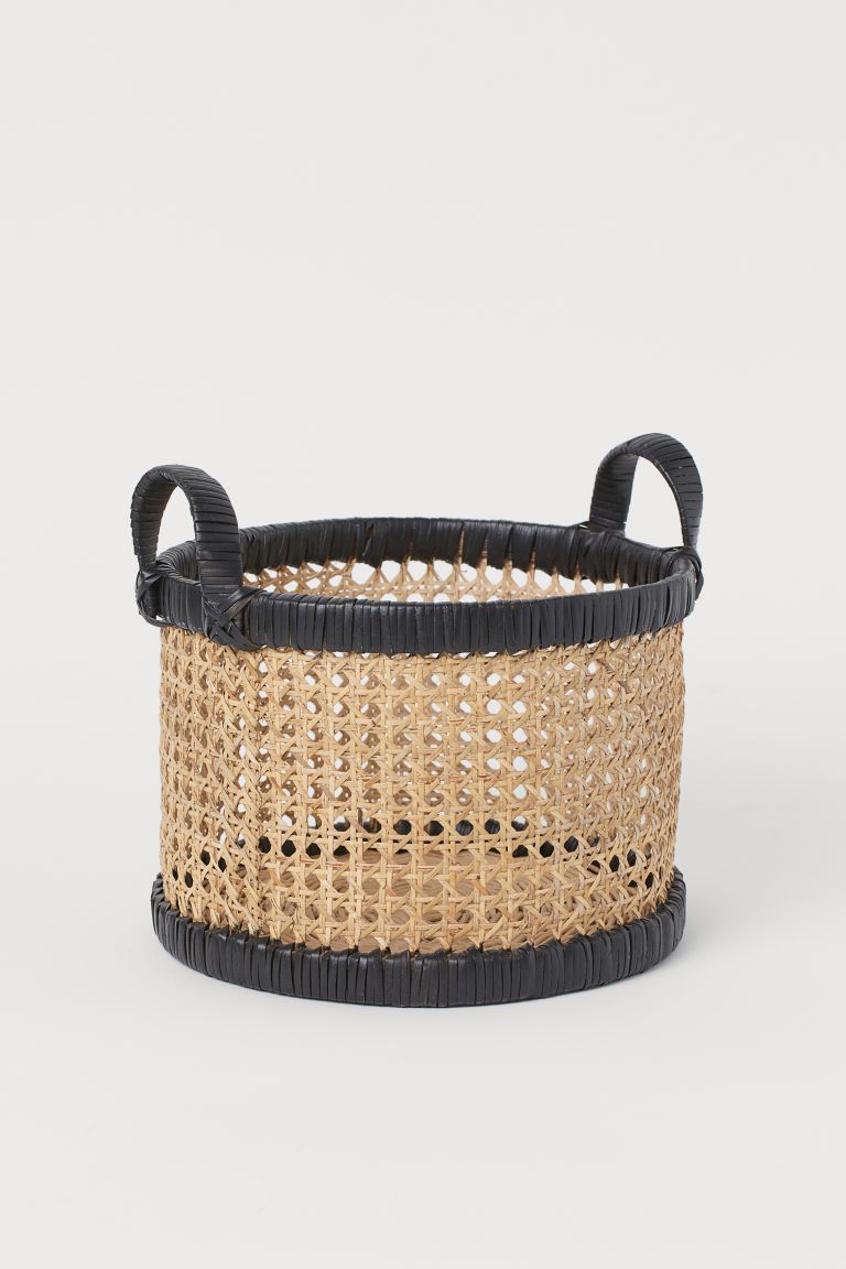 H & M - Small Rattan Basket - Black | H&M (US + CA)