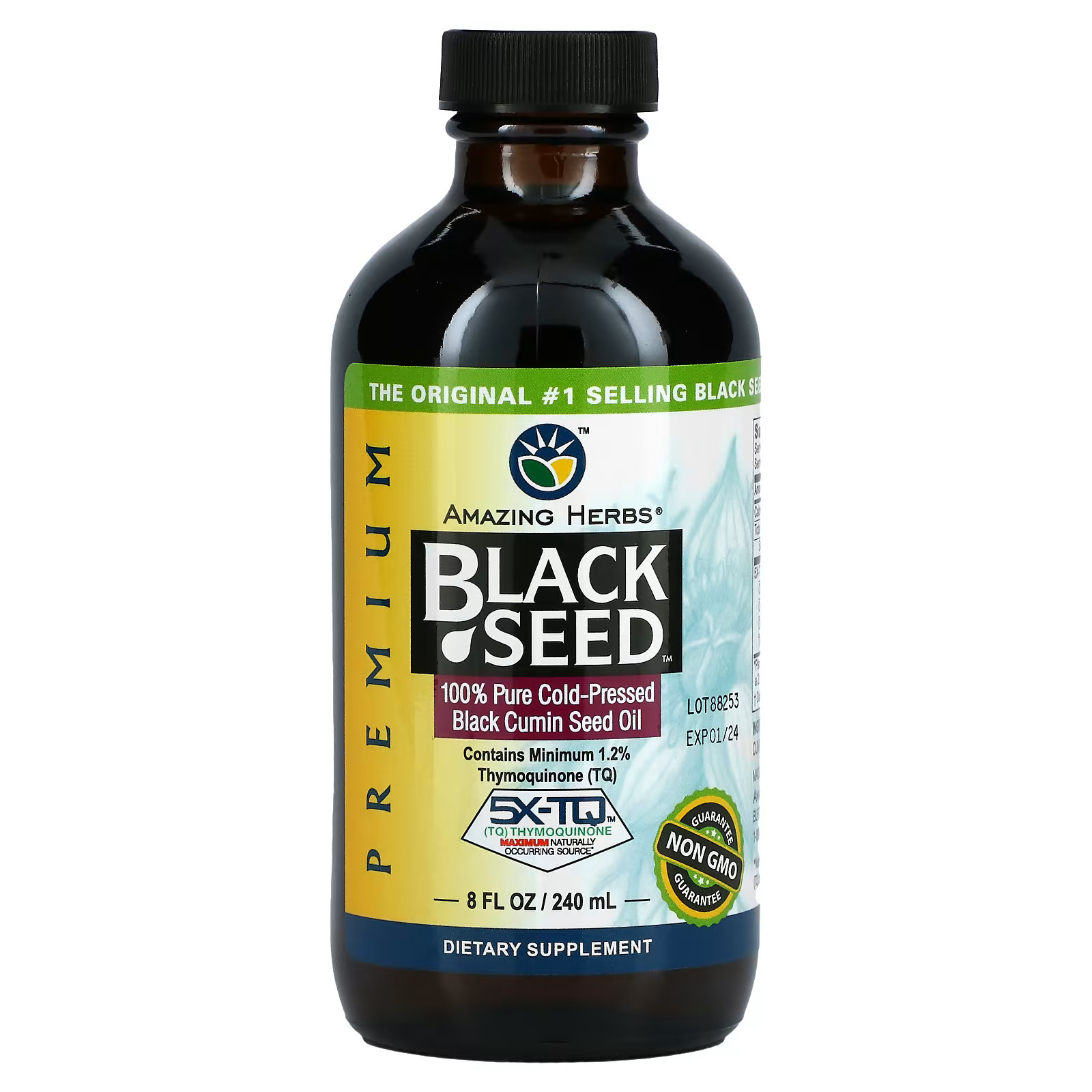 Premium Black Seed, 100% Pure Cold-Pressed Black Cumin Seed Oil, 8 fl oz (240 ml) | iHerb