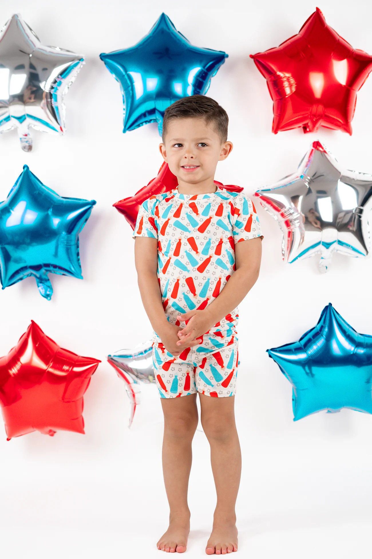 BURSTING RED WHITE & BLUE DREAM SHORT SET | Dream Big Little Co.