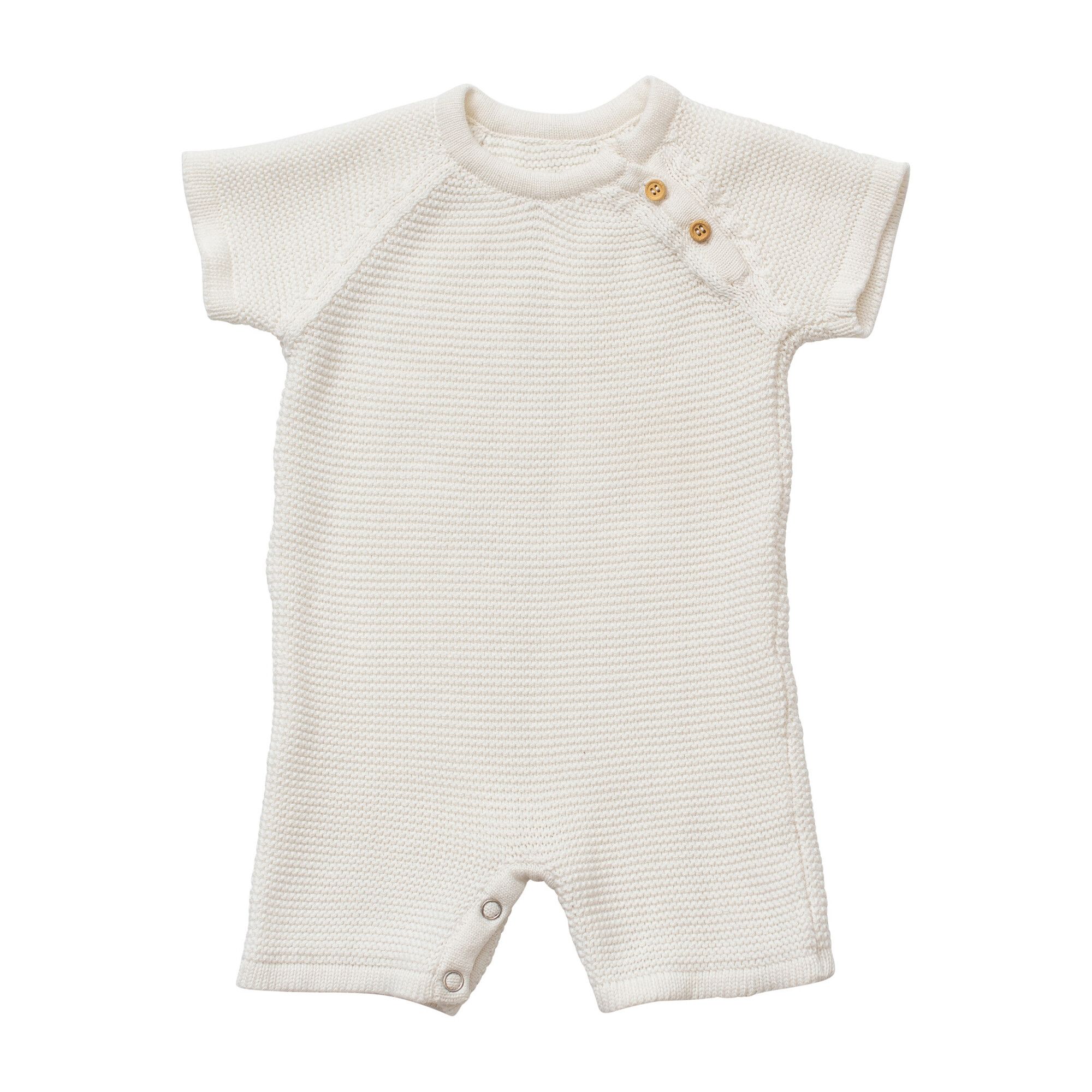 Organic Cotton Classic Knit Short Baby Romper, White | Maisonette