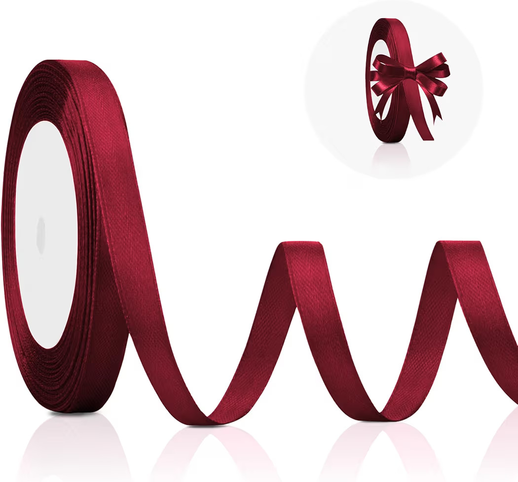 Burgundy Ribbon for Gift Wrapping, 3/8 in 25 Yards Dark Red Ribon, Maroon Ribbon, Red Ribon for C... | Amazon (US)