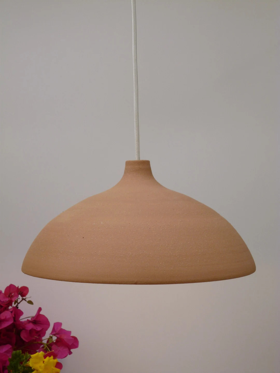 Pendant Light, Bigger Light Brown Stoneware Bell, Hanging Lamp. - Etsy | Etsy (US)