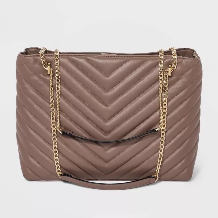 Quilted Chain Handle Magnetic Closure Tote Handbag - A New Day™ | Target
