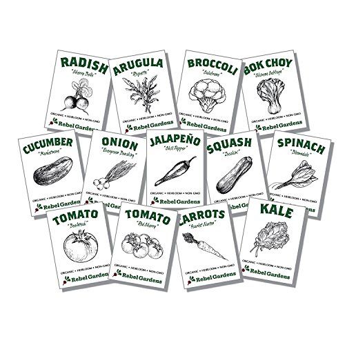 Organic Vegetable Seeds for Planting - 13 Varieties of Non GMO, Non Hybrid, Heirloom Seeds, Open Pol | Amazon (US)