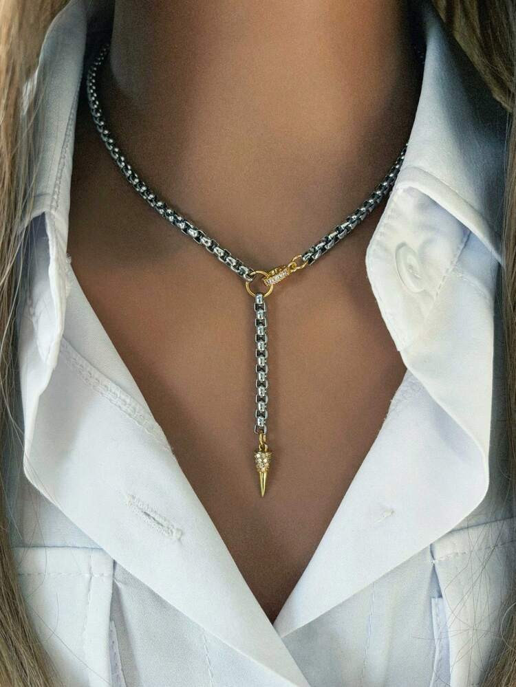 1 Pc Unique Women's Necklace, Featuring A Small Clasp And A Cone-Shaped Pendant. The Design Is Bold And Creative, Making It Perfect As A Gift For Holidays Or Birthdays. | SHEIN