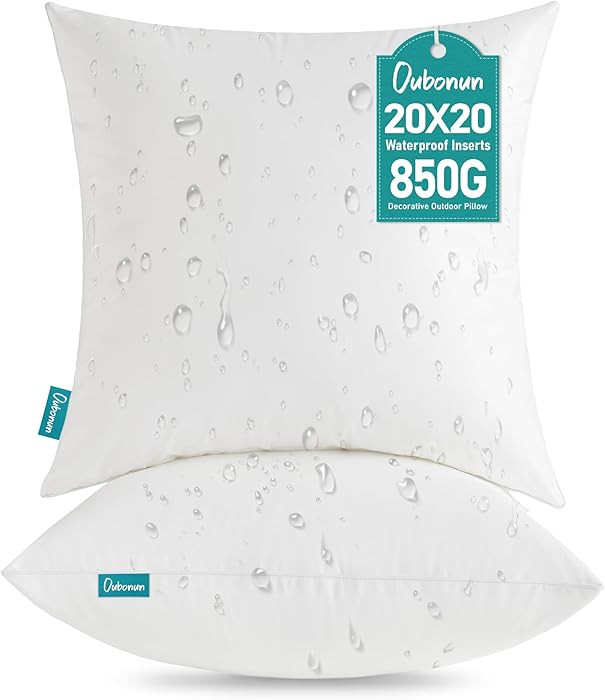 Oubonun 20x20 Outdoor Pillow Inserts (Pack of 2) - Square Waterproof Throw Pillow - Decorative Th... | Amazon (US)
