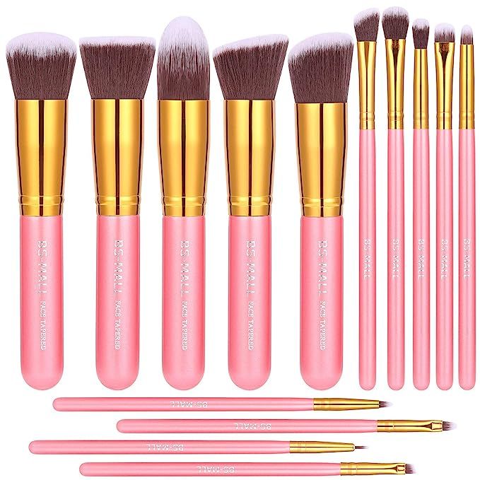 BS-MALL New 14 Pcs Makeup Brushes Premium Synthetic Kabuki Makeup Brush Set Cosmetics Foundation ... | Amazon (US)