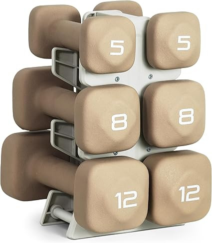 Tone Fitness Neoprene Dumbbell Set with Storage Rack – Non-Slip, Anti-Roll Hand Weights for Hom... | Amazon (US)
