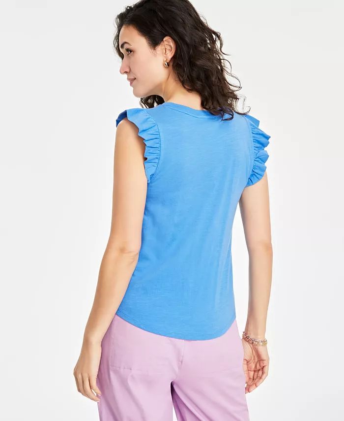 On 34th Women's Flutter-Sleeve Crewneck T-Shirt, Created for Macy's - Macy's | Macy's