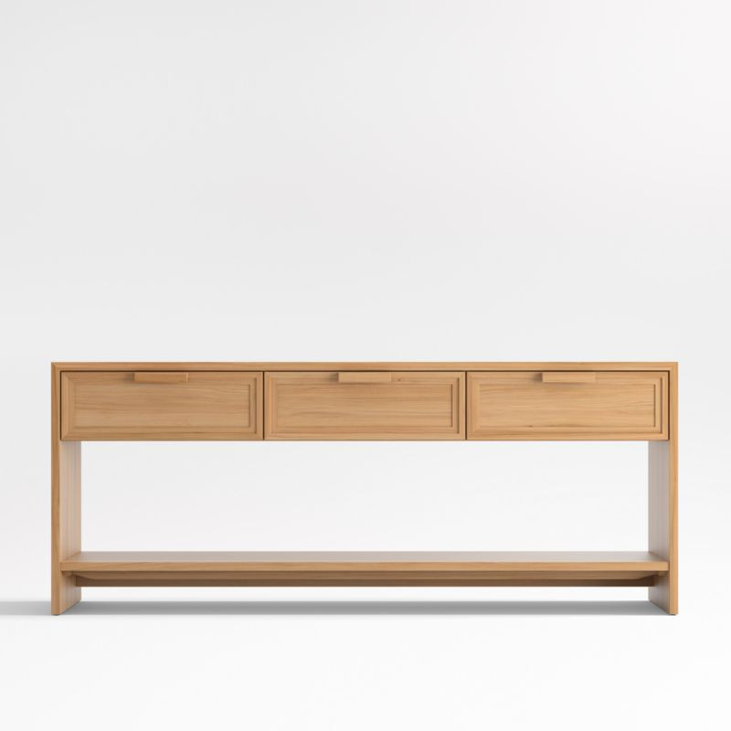 Calypso 72" Rectangular Natural Wood Storage Console Table + Reviews | Crate & Barrel | Crate & Barrel