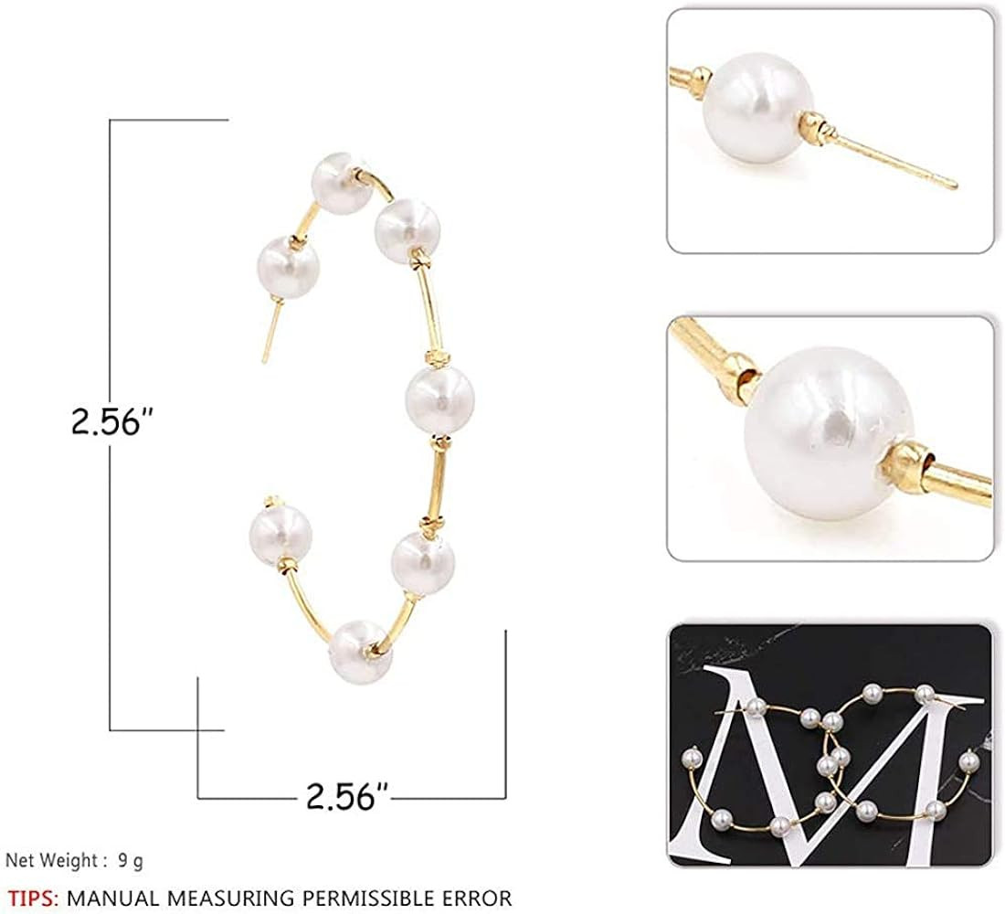 Pearl Hoop Earrings for Women Fashion Hypoallergenic Girls Pearl Earrings Drop Dangle Earrings Je... | Amazon (US)